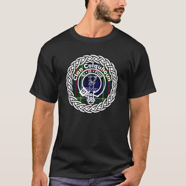Colquhoun surname Scottish clan tartan crest badge T-Shirt (Front)