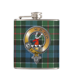 Colquhoun Tartan & Badge Hip Flask