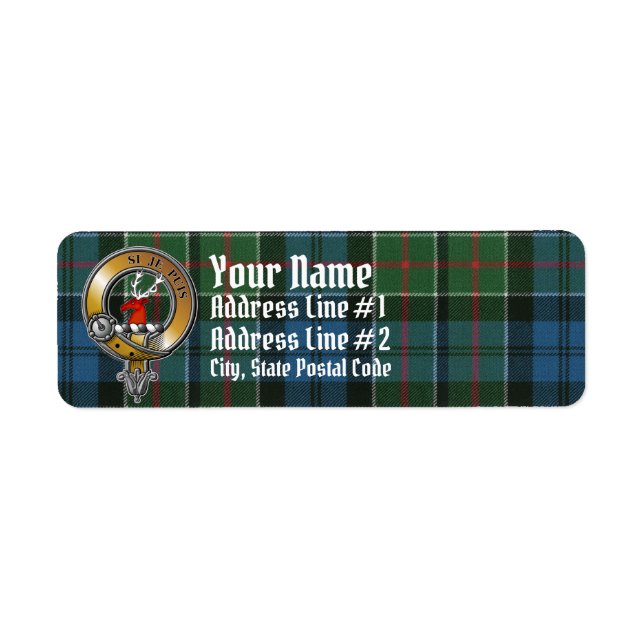 Colquhoun Tartan & Badge Return Address Label (Front)