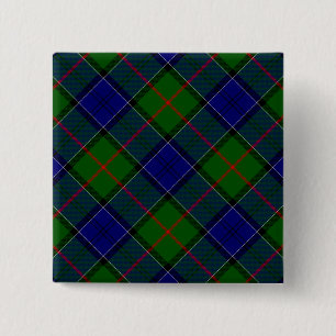 Colquhoun tartan blue green plaid 15 cm square badge
