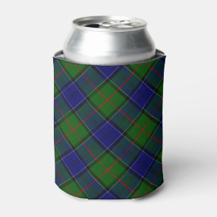 Colquhoun tartan blue green plaid can cooler