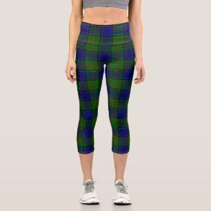 Colquhoun tartan blue green plaid capri leggings
