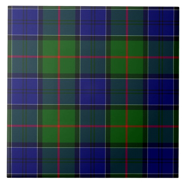 Colquhoun tartan blue green plaid ceramic tile (Front)