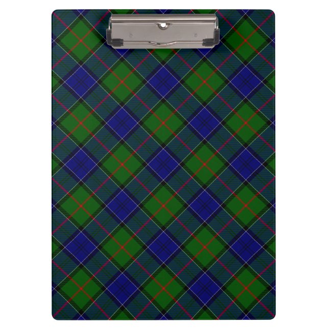 Colquhoun tartan blue green plaid clipboard (Front)