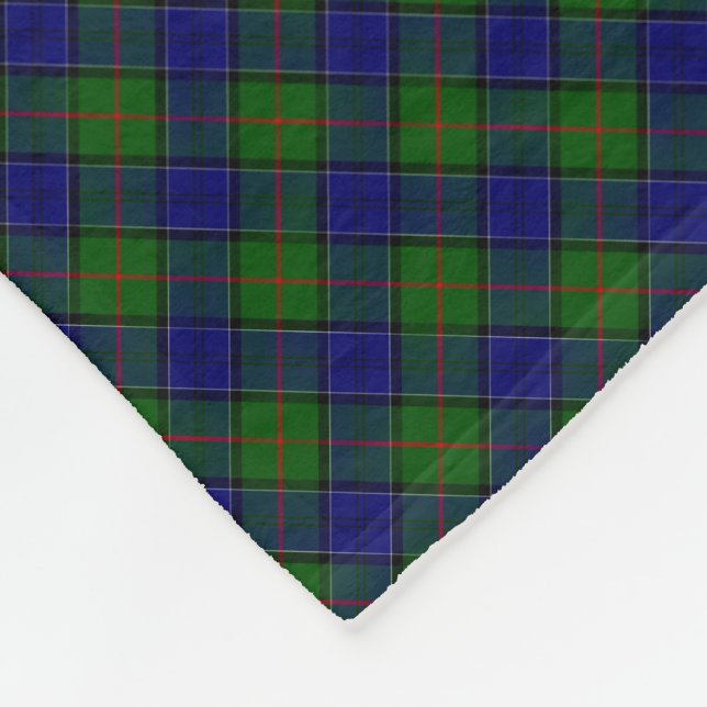 Colquhoun tartan blue green plaid fleece blanket (Corner)