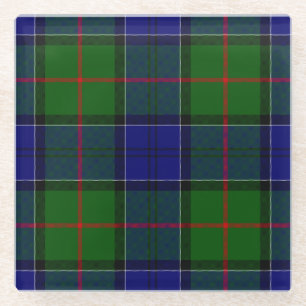 Colquhoun tartan blue green plaid glass coaster