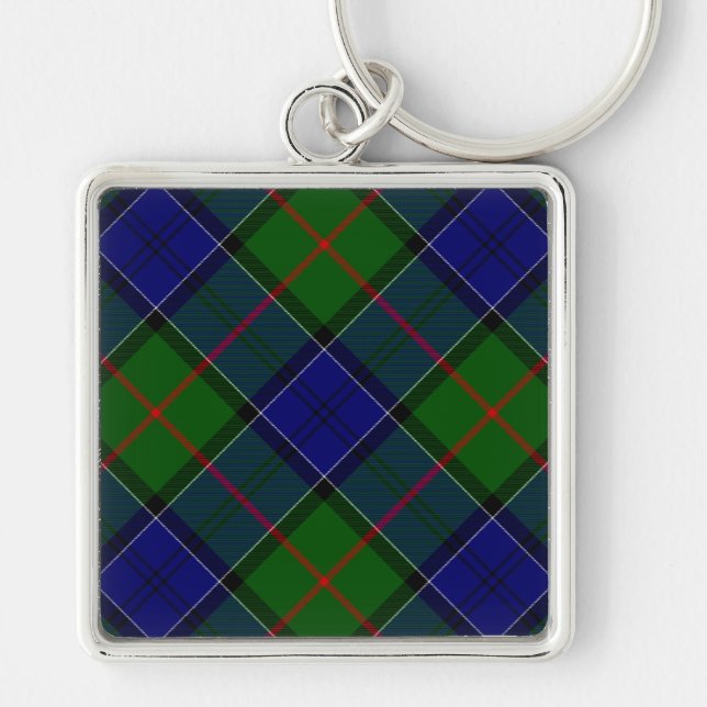 Colquhoun tartan blue green plaid key ring (Front)