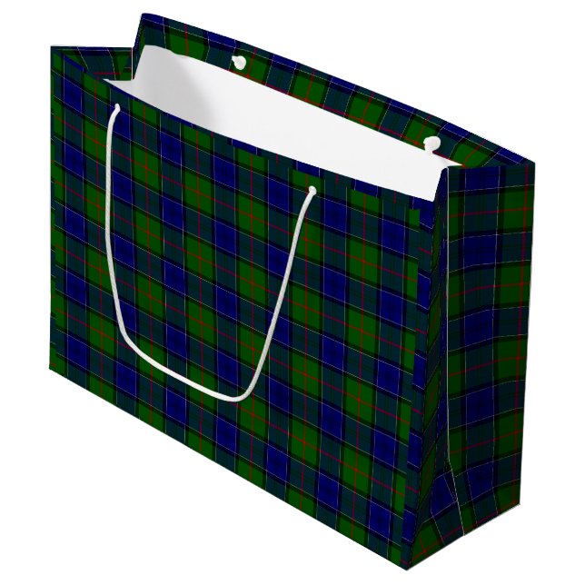 Colquhoun tartan blue green plaid large gift bag (Front Angled)