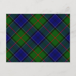 Colquhoun tartan blue green plaid postcard