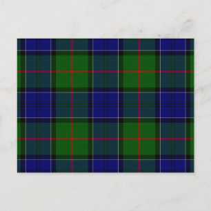 Colquhoun tartan blue green plaid postcard