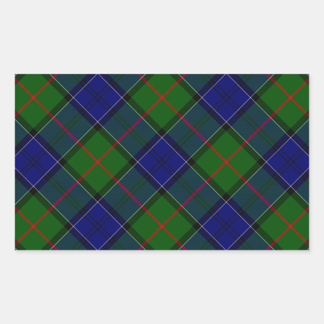 Colquhoun tartan blue green plaid rectangular sticker (Front)