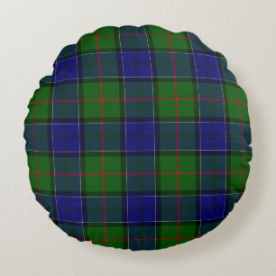 Colquhoun tartan blue green plaid round cushion