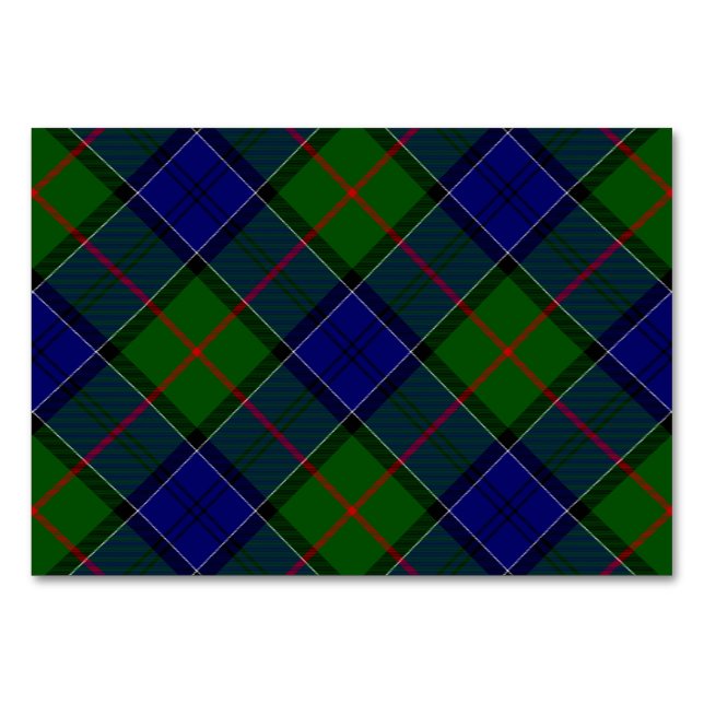 Colquhoun tartan blue green plaid table number (Front)