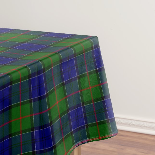 Colquhoun tartan blue green plaid tablecloth (In Situ)