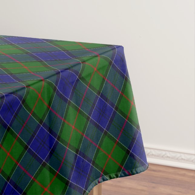Colquhoun tartan blue green plaid tablecloth (In Situ)