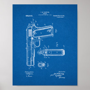 Colt 1911 Gun Patent - Blueprint Poster