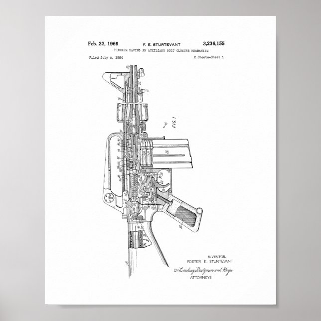 Colt AR-15 Semi-Automatic Rifle Patent Poster (Front)