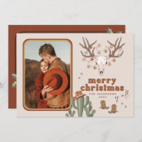COLT Retro Cactus Cowboy Photo Christmas Card