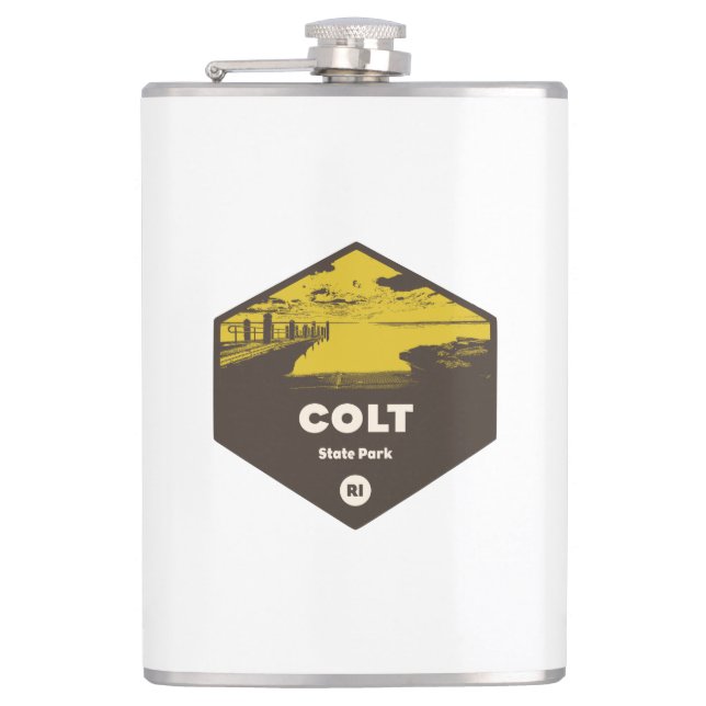 Colt State Park Rhode Island Hip Flask (Front)