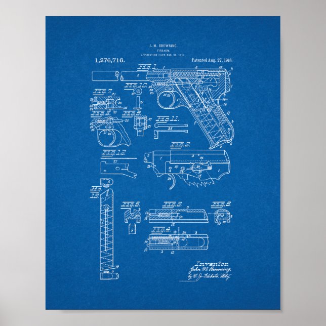 Colt Woodsman Firearm Patent - Blueprint Poster (Front)