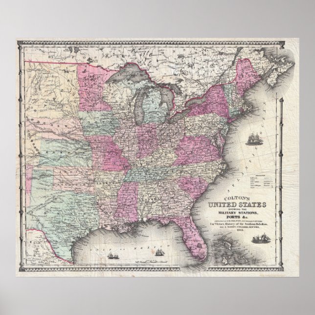 Colton’s Civil War Map Poster (Front)