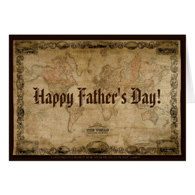 Colton's 1847 Antique Map Father's Day Card (Front Horizontal)