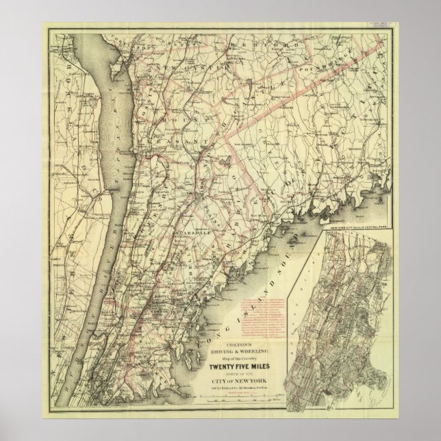 Colton's Driving and Wheeling Map of the US 2 Poster (Front)