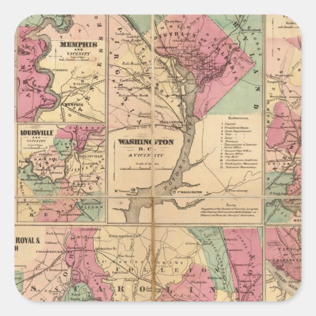 Colton's Plans of US Harbours Square Sticker (Front)