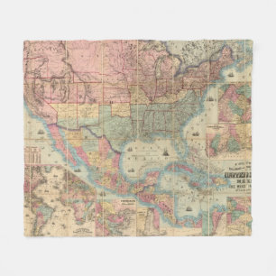 Colton's Railroad And Military Map Fleece Blanket