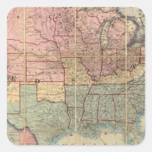 Colton's Railroad And Military Map Square Sticker