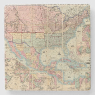Colton's Railroad And Military Map Stone Coaster