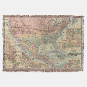 Colton's Railroad And Military Map Throw Blanket