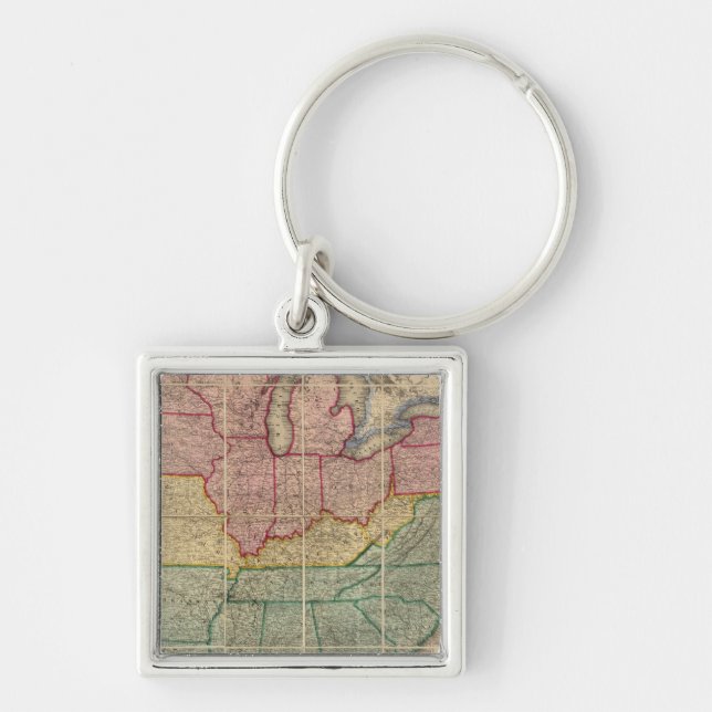 Colton's Railroadand County Map, United States Key Ring (Front)