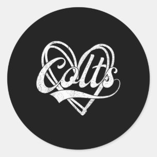 Colts Heart Name Vintage Retro Men Women Kids Girl Classic Round Sticker