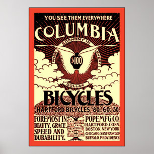 Columbia Bicycles ~ Vintage Bicycle Advertising Poster