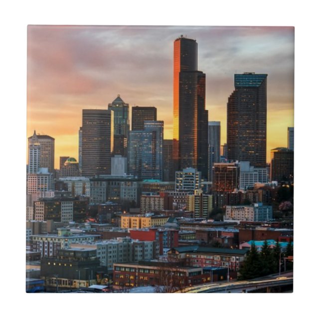 Columbia centre and downtown Seattle, Seattle Ceramic Tile (Front)