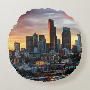 Columbia centre and downtown Seattle, Seattle Round Cushion