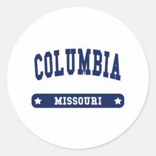Columbia Missouri College Style tee shirts Classic Round Sticker