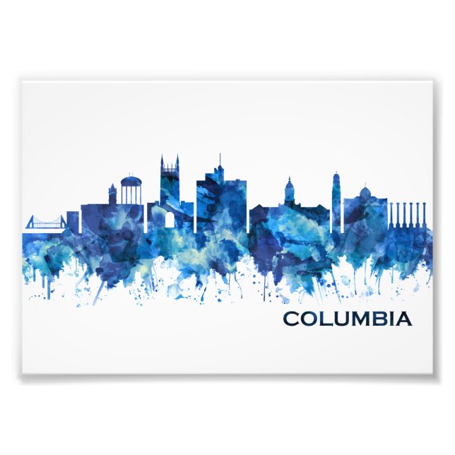 Columbia Missouri Skyline Blue Photo Print (Front)