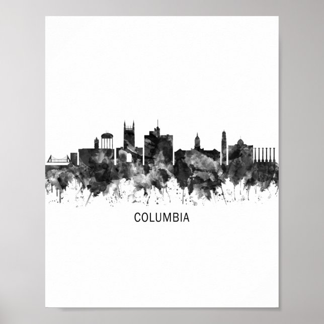 Columbia Missouri Skyline BW Poster (Front)