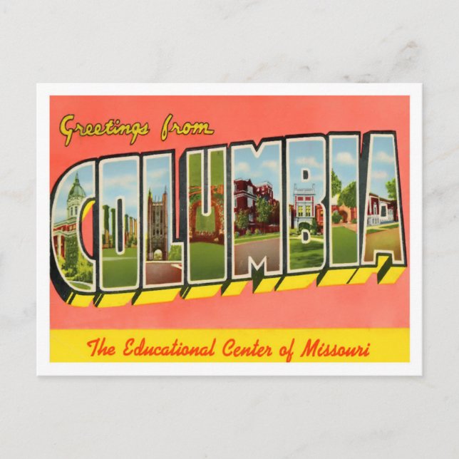 Columbia, Missouri Vintage Big Letters Postcard (Front)