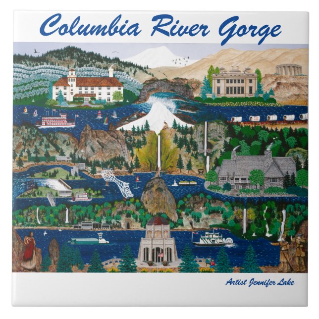 Columbia River Gorge Ceramic Tile (Front)