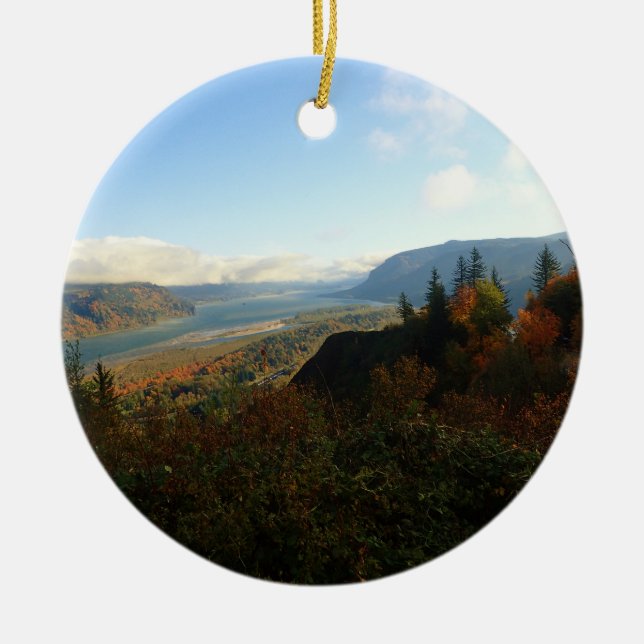 Columbia River Gorge in Autumn Ceramic Ornament (Front)