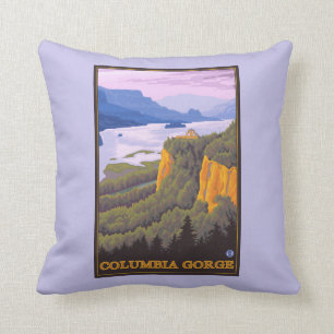 Columbia River Gorge Scene with Crown Point Cushion