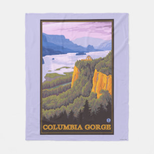 Columbia River Gorge Scene with Crown Point Fleece Blanket