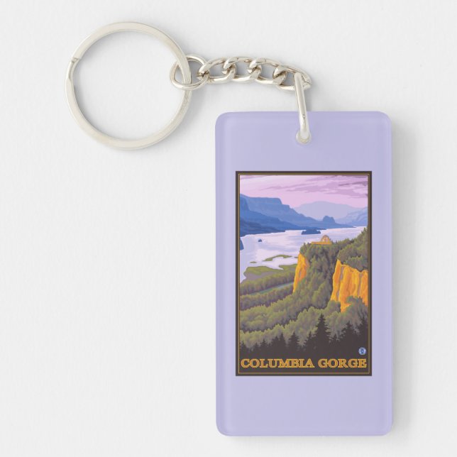 Columbia River Gorge Scene with Crown Point Key Ring (Front)
