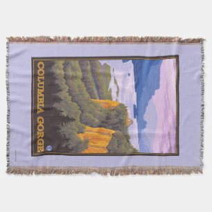 Columbia River Gorge Scene with Crown Point Throw Blanket