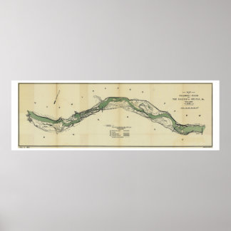 Columbia River Washington Antique Map Poster