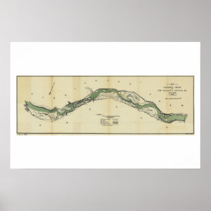 Columbia River Washington Antique Map Poster