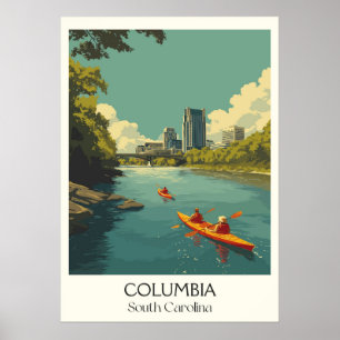 Columbia South Carolina River Kayak Poster